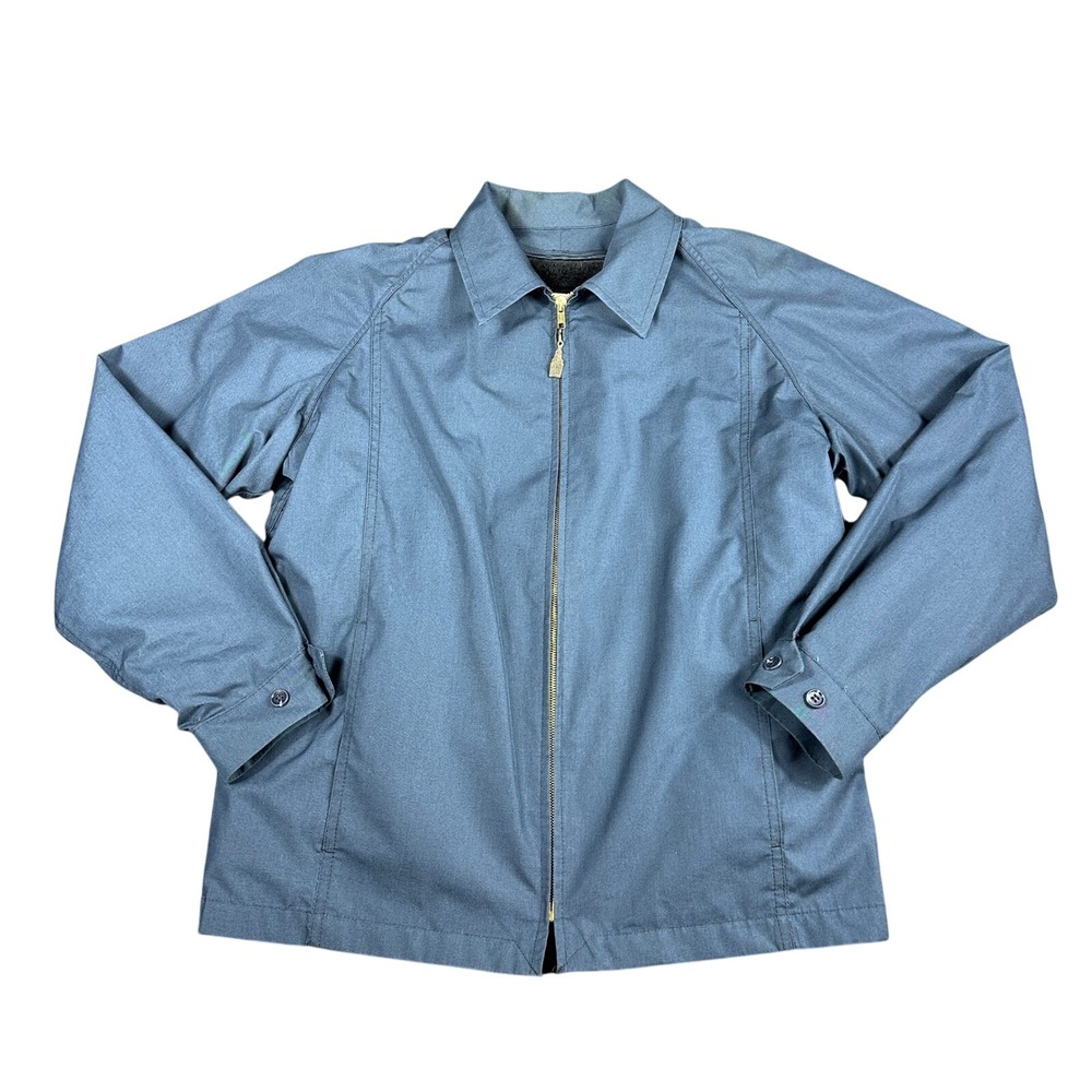 Vintage London Fog Harrington Jacket Blue Detachable Pile Lining Mens 38 Reg USA